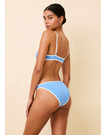 Rachel Ribbed Bikini Bottom x Optic White | Marina Blue