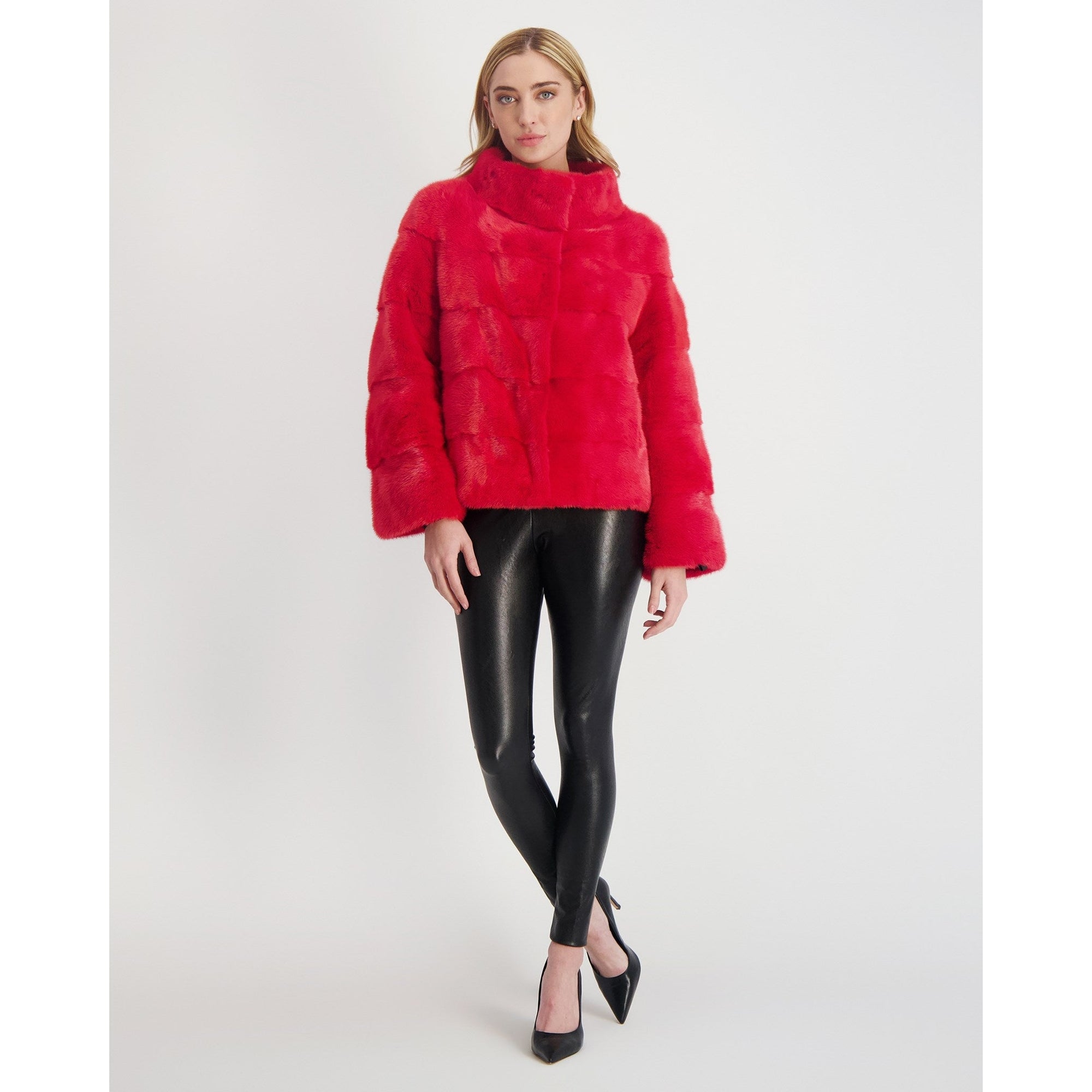 Women | Reversible Mink Jacket | Royal Red