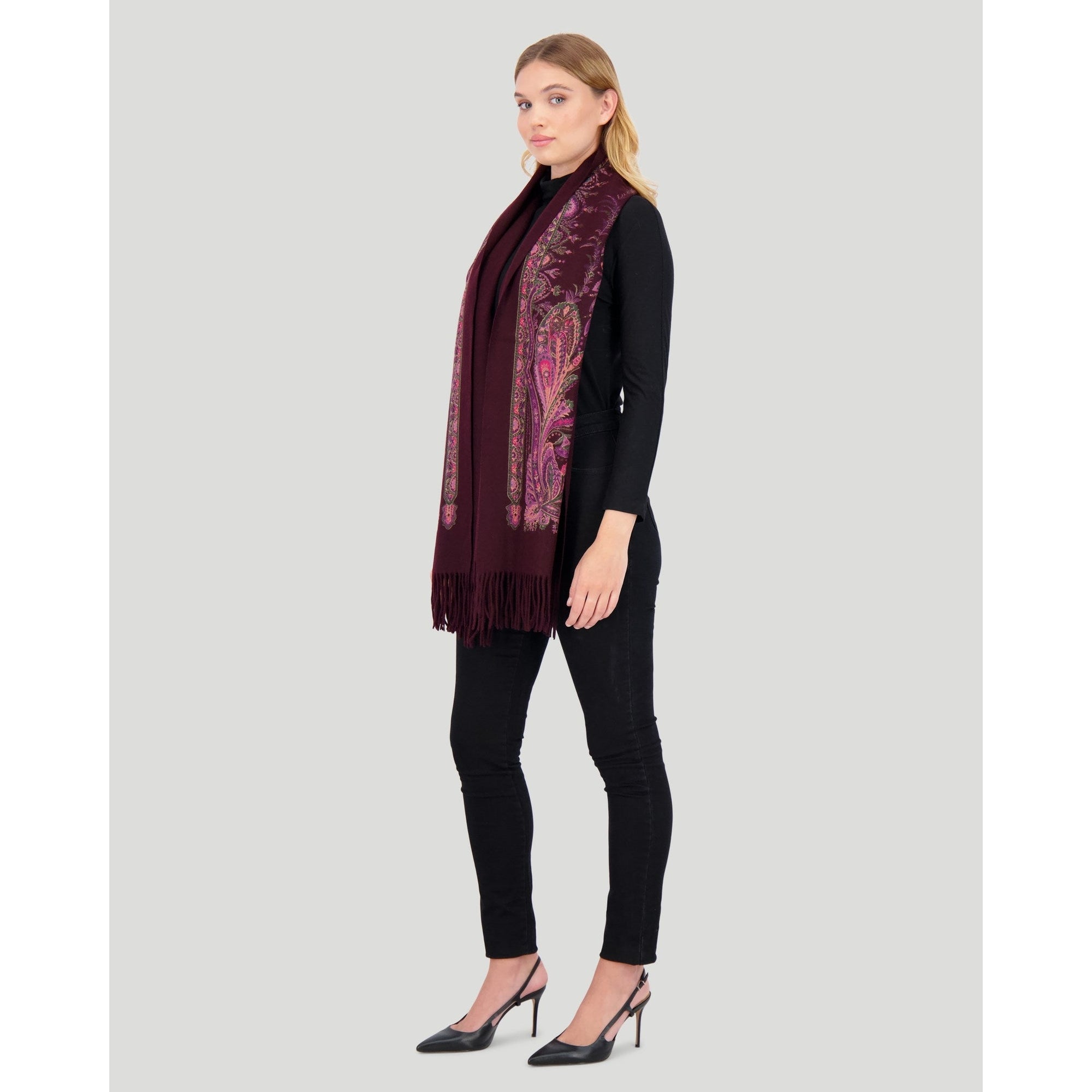 Women | Select Cashmere Stole | Wine Paisley