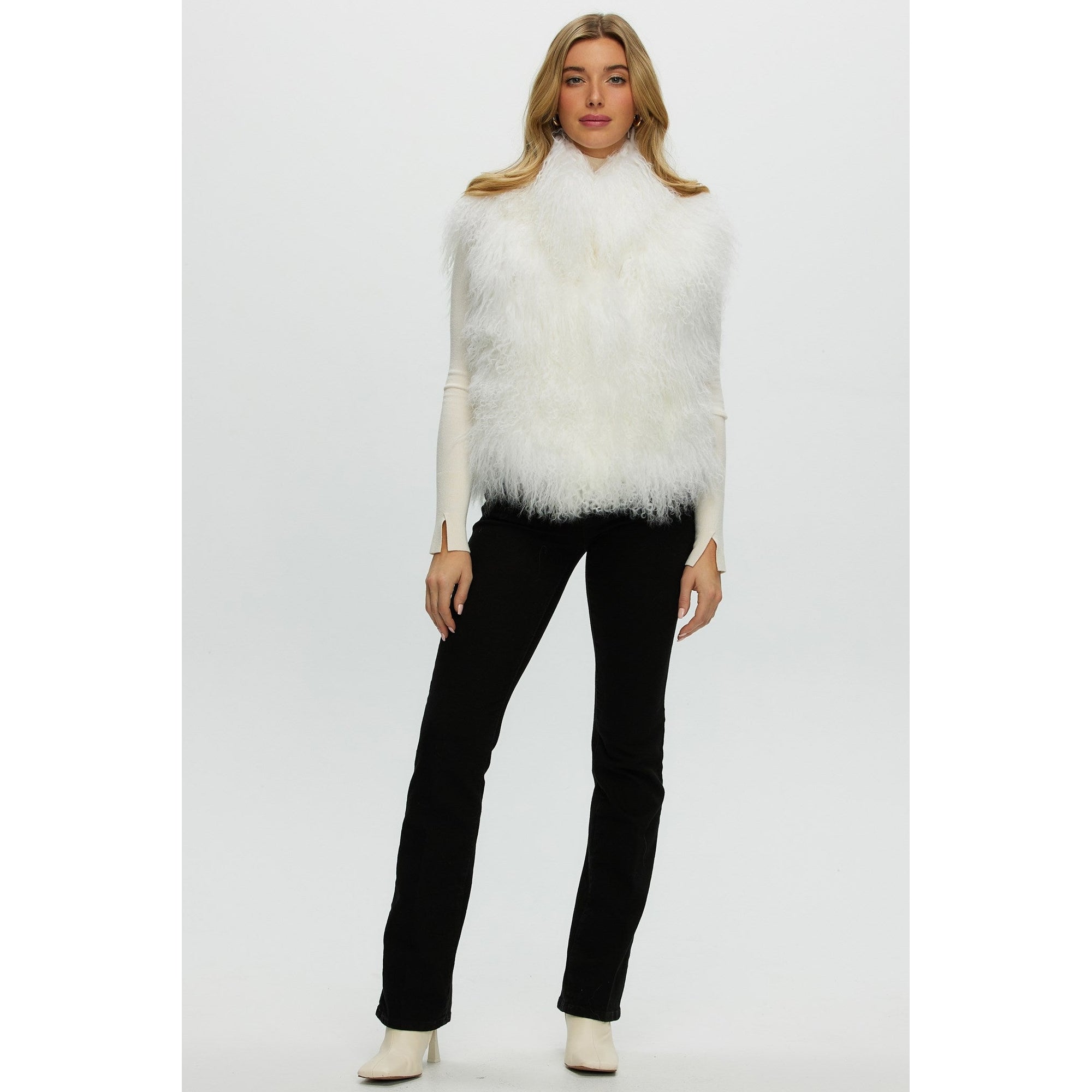 Women | Select Mongolian Lamb Vest | White