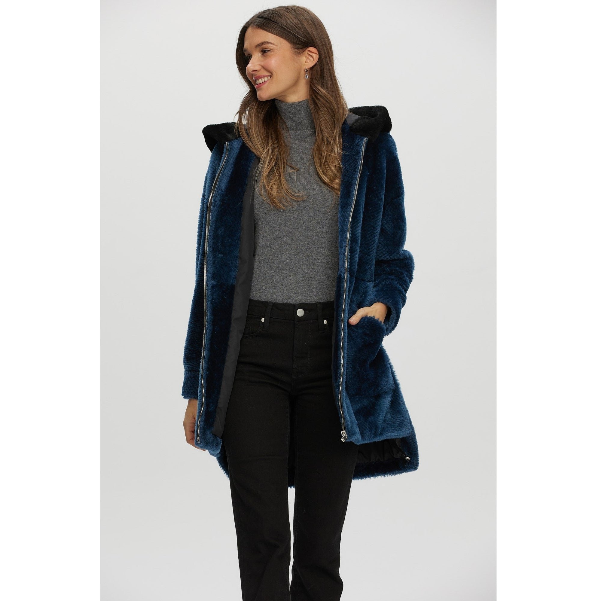 Women | Shearling Lamb Parka | Blue