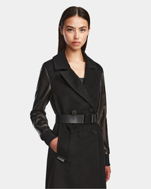 Women | MARYLIN Wool & Leather Coat | Black