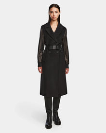 Women | MARYLIN Wool & Leather Coat | Black