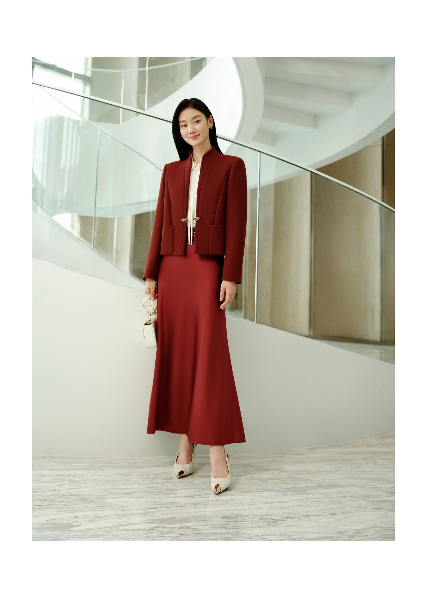 Wool Blazer | Wine Red