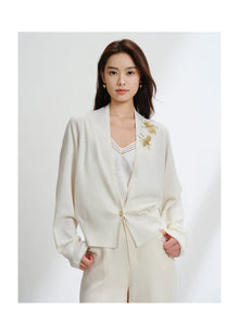Wool Knit Cardigan | White