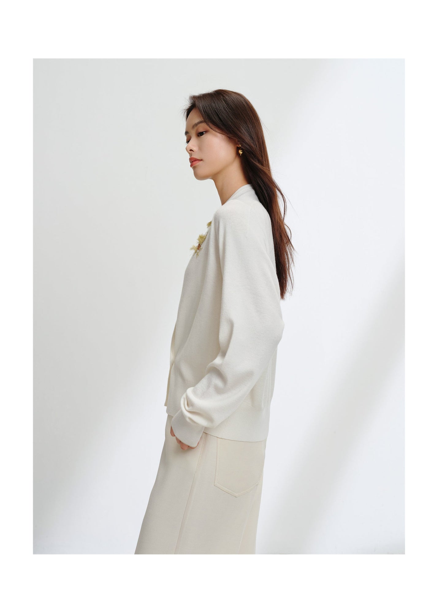 Wool Knit Cardigan | White