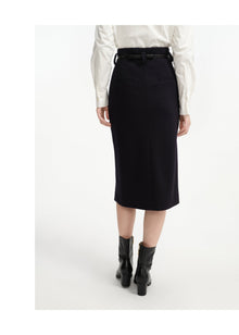 Wool Midi Skirt | Navy
