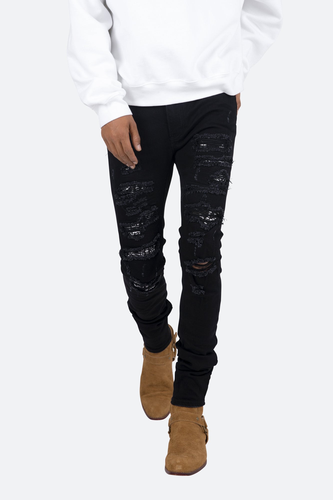 X165 Paisley Skinny Denim | Black/Black