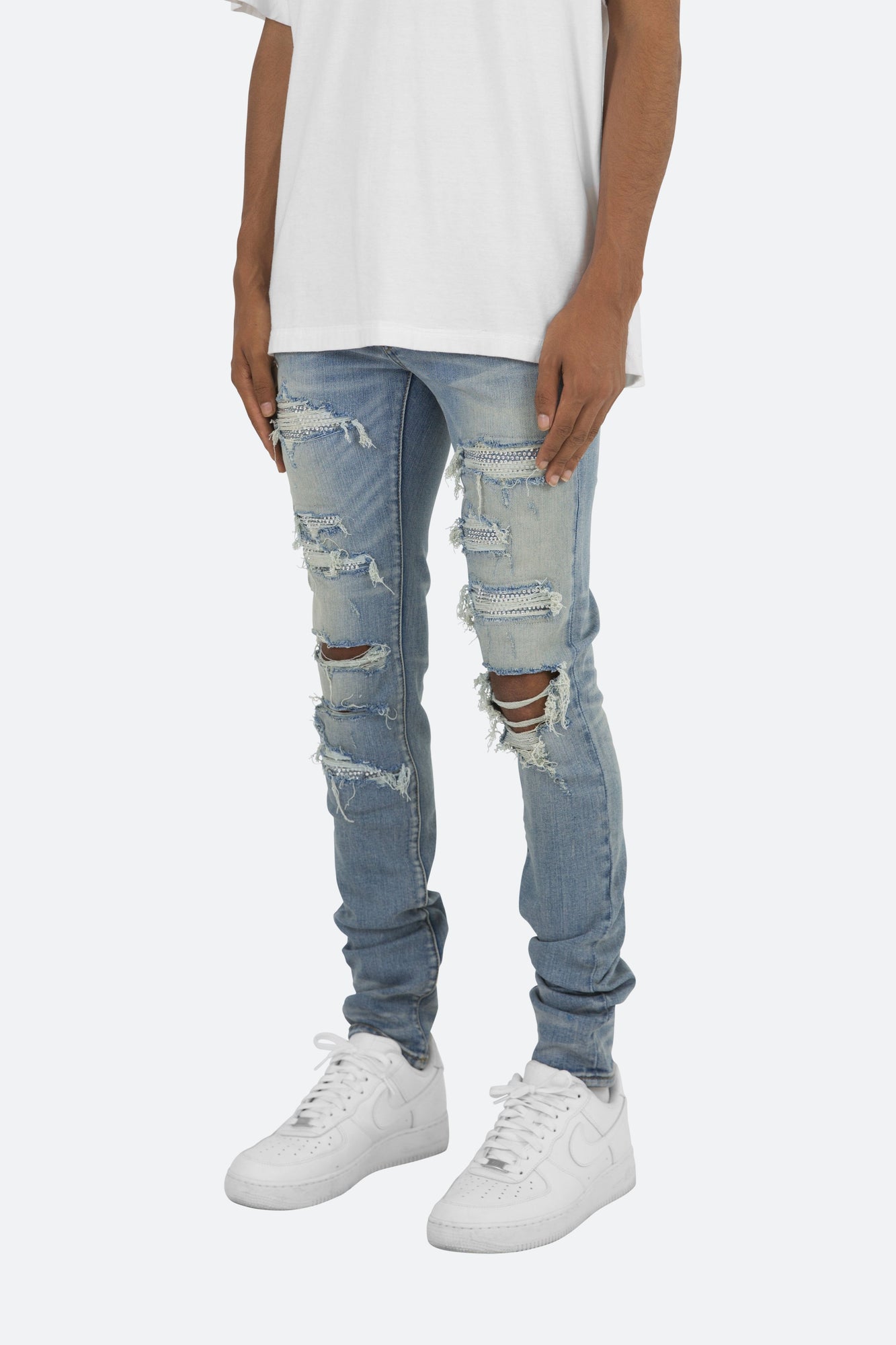 X201 Rhinestone Skinny Denim | Blue