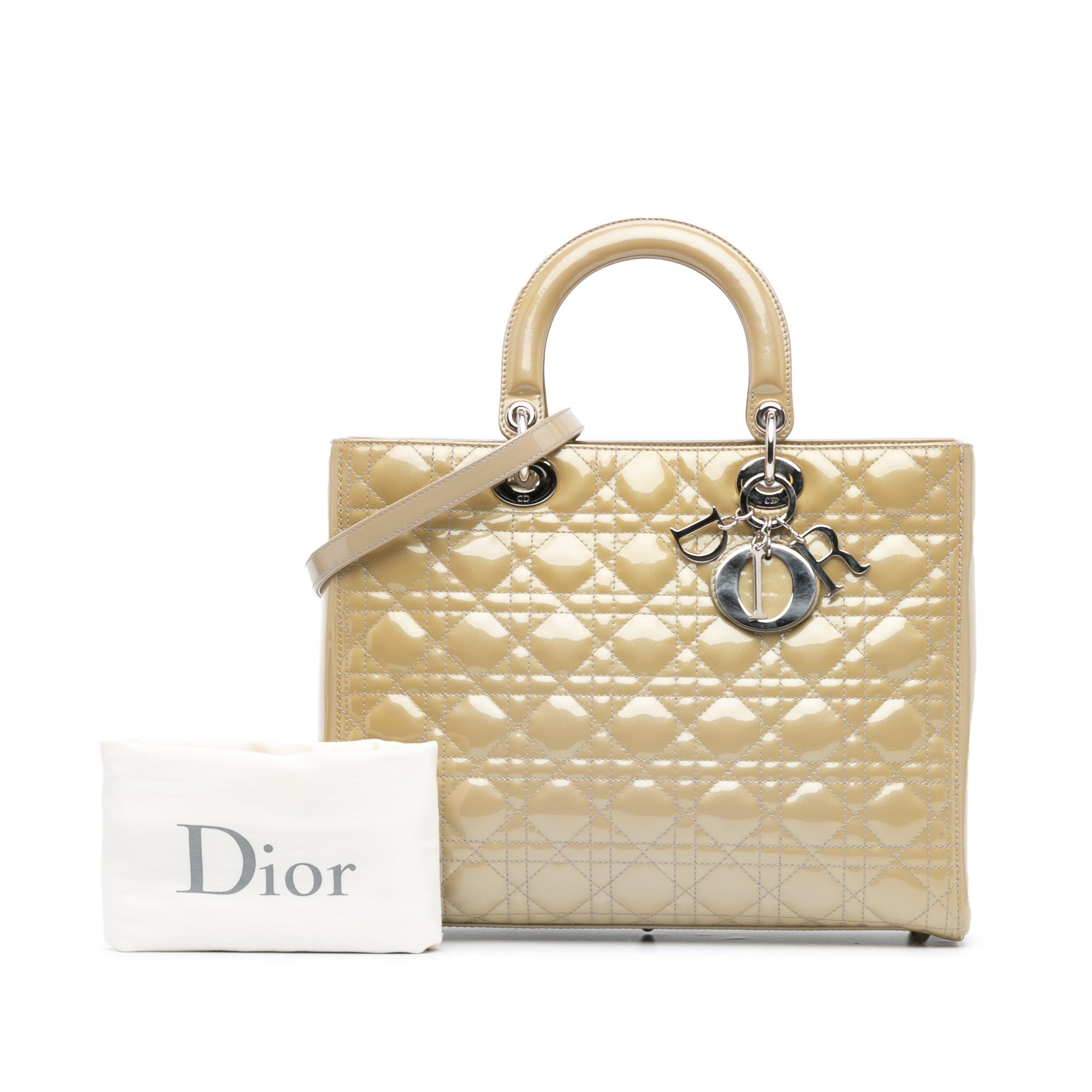 Dior | Pre-Owned Large Patent Cannage Lady | Tan