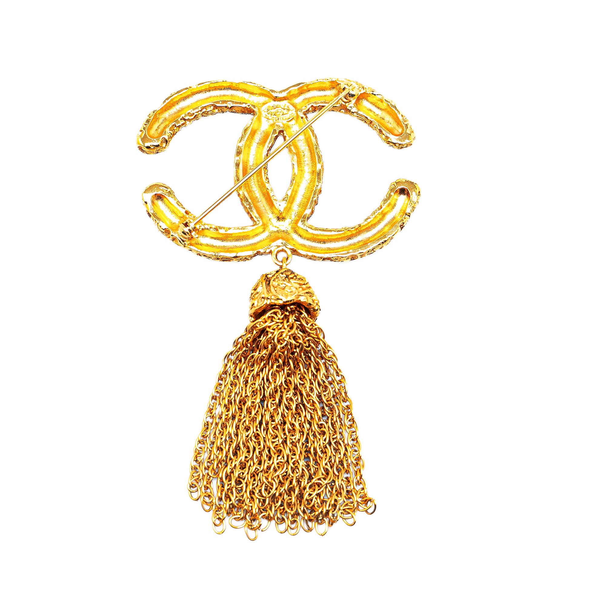 Chanel | Pre-Owned Gold Plated CC Fringe Brooch | Gold