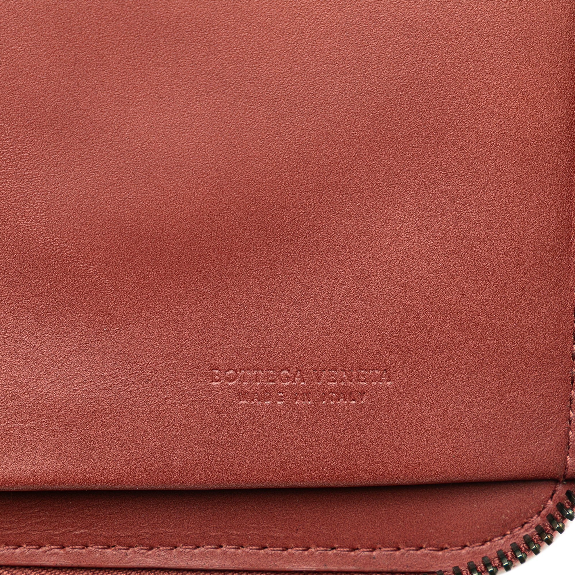 Bottega Veneta | Pre-Owned Intrecciato Zip Around Long Wallet | Red