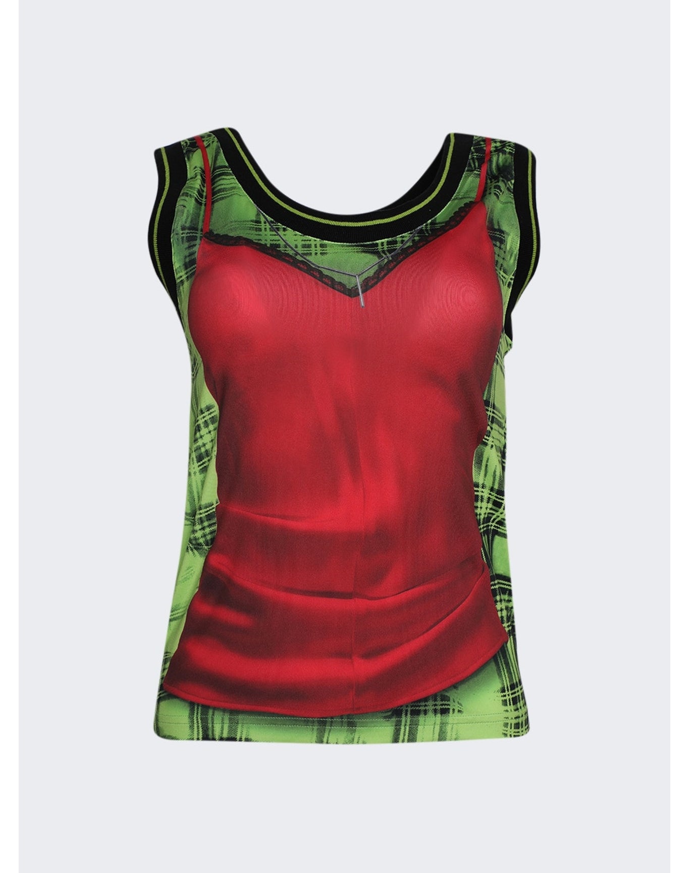Y/Project | Women | Jean Paul Gaultier Trompe-l'oeil Lingerie Tank Top | Red x Green