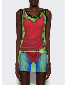 Y/Project | Women | Jean Paul Gaultier Trompe-l'oeil Lingerie Tank Top | Red x Green