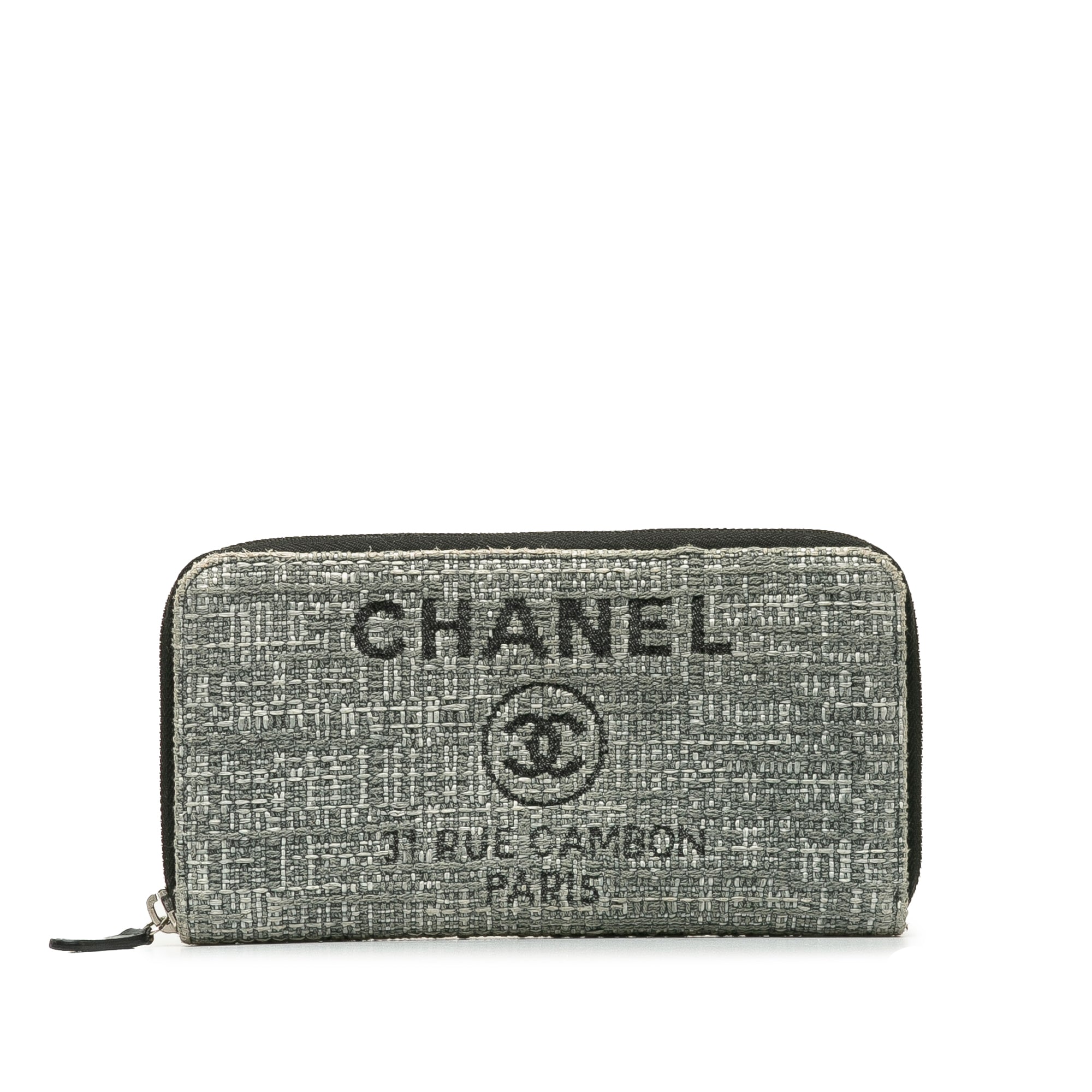 Chanel | Pre-Owned Tweed Deauville Continental Wallet | Gray
