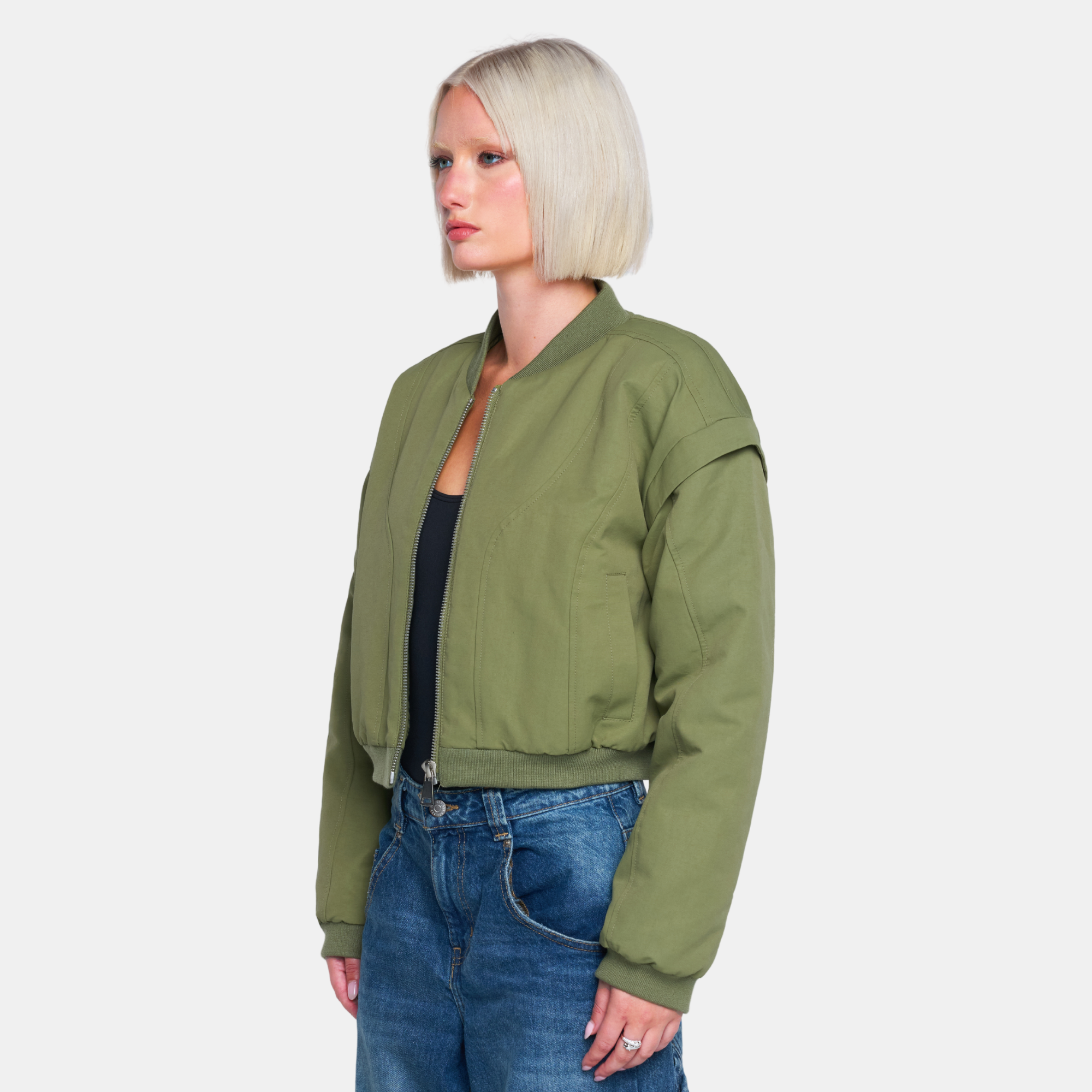 OW Collection YOKON Crop Bomber Jacket Jacket 217 - Hunter Green