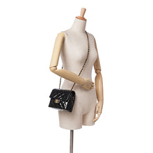 Chanel | Pre-Owned Mini Square Classic Patent Single Flap with Golden Chain Shoulder Strap | Black