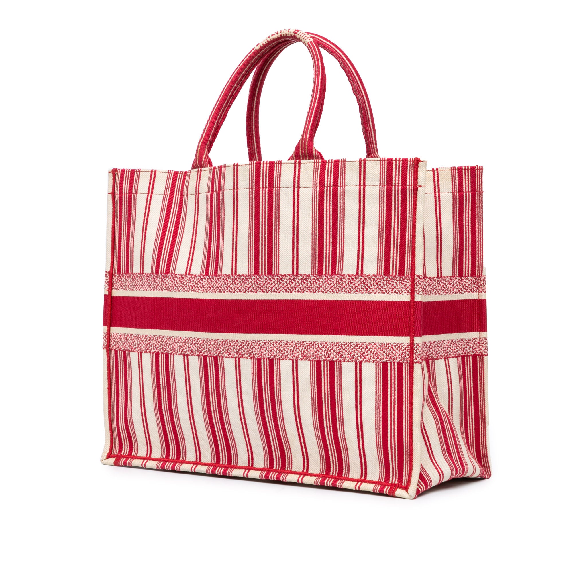 Dior | Pre-Owned Large Striped Book Tote | Red