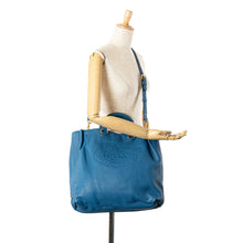 Prada | Pre-Owned Vitello Daino Canapa Open Convertible Tote | Blue