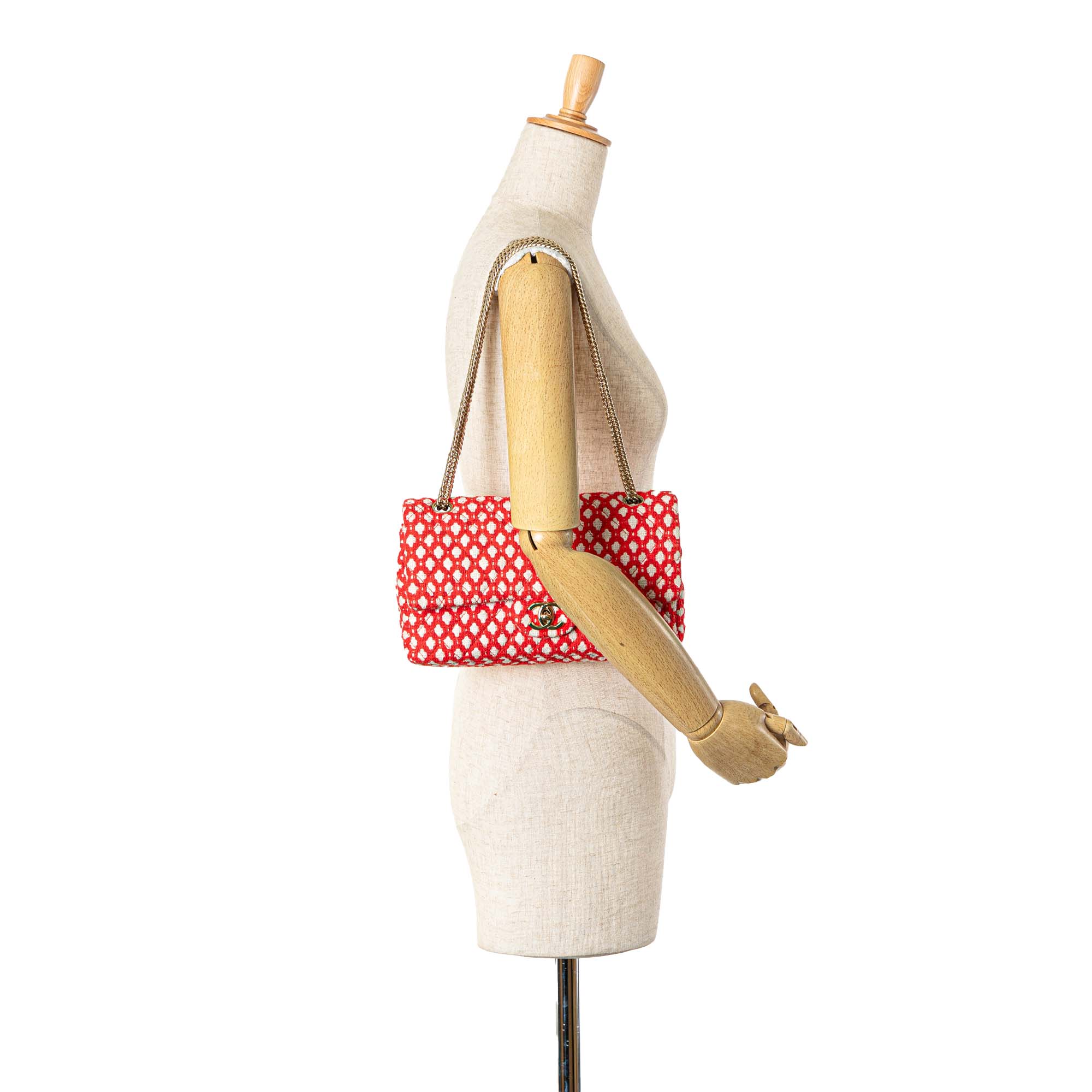 Chanel | Pre-Owned Jumbo Tweed Double Flap | Red