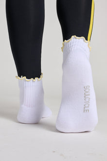 Soul by SoulCycle | Yellow Ruffle Quarter Cut Sock | White