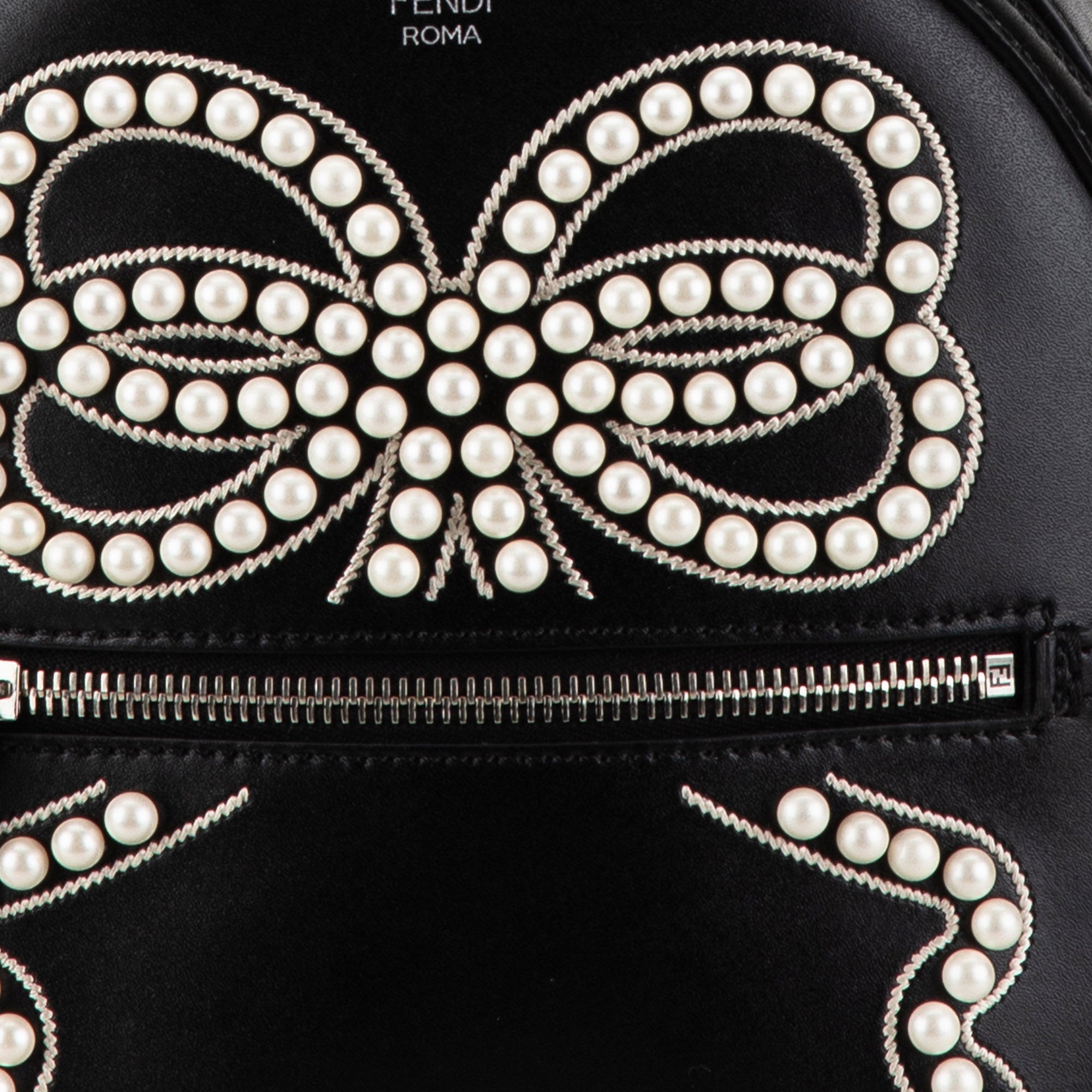 Fendi | Pre-Owned Mini By The Way Leather Ribbon Pearl Backpack | Black