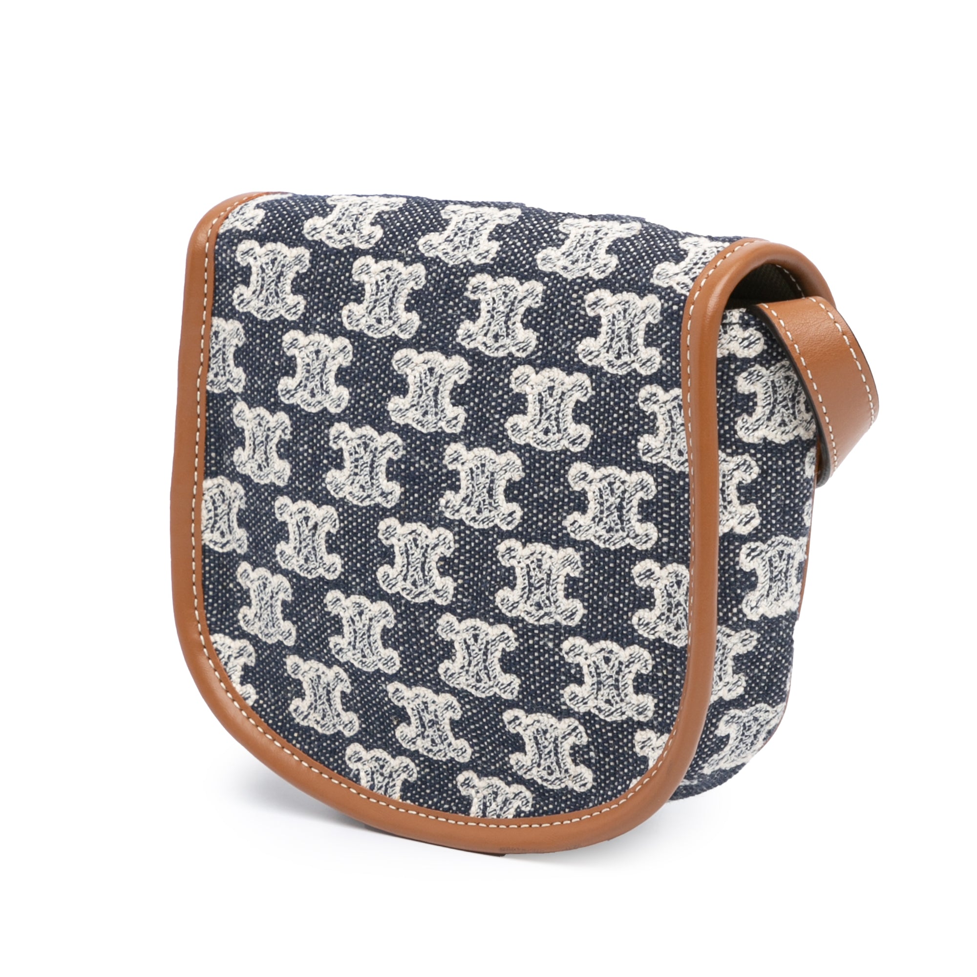 Celine | Pre-Owned Mini Triomphe Canvas and Calfskin Besace Crossbody | Blue/Navy