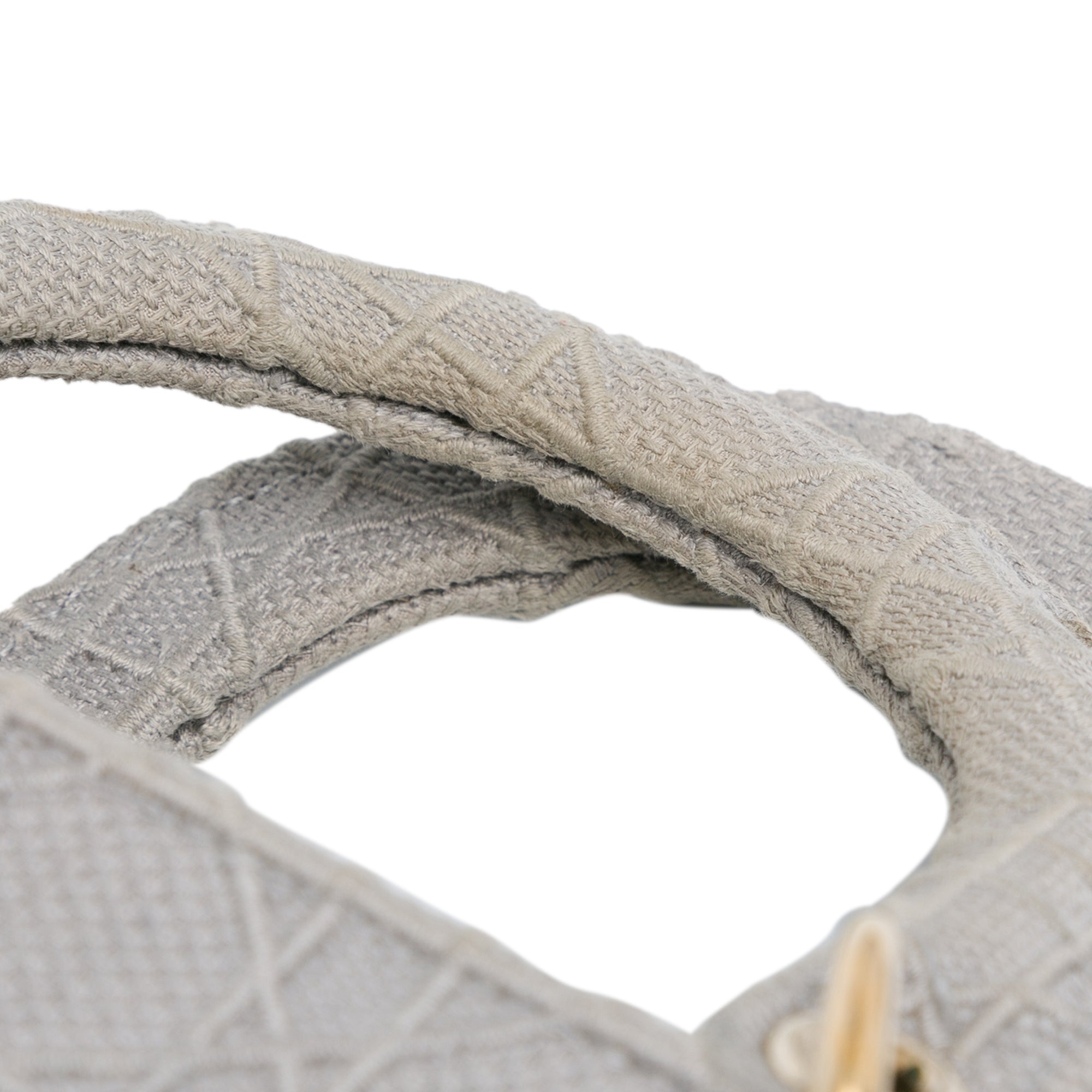 Dior | Pre-Owned Medium Canvas Cannage Lady D Lite - III | Gray/Light Gray