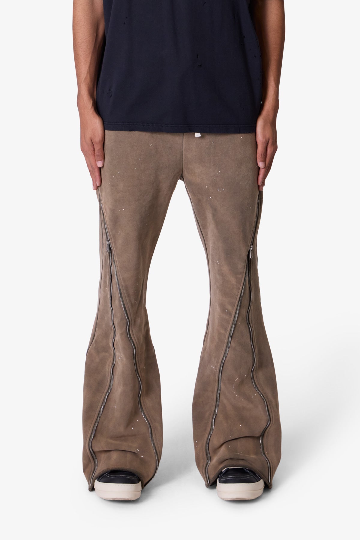 Zipper Flare Sweatpants | Olive