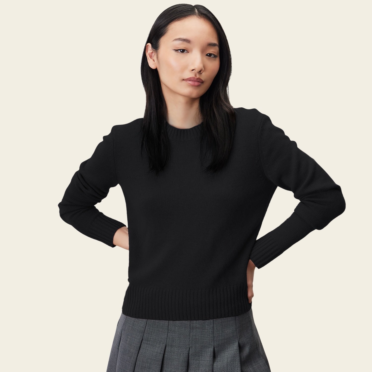 Womens | Mila Cashmere Boxy Crop Sweater | Black