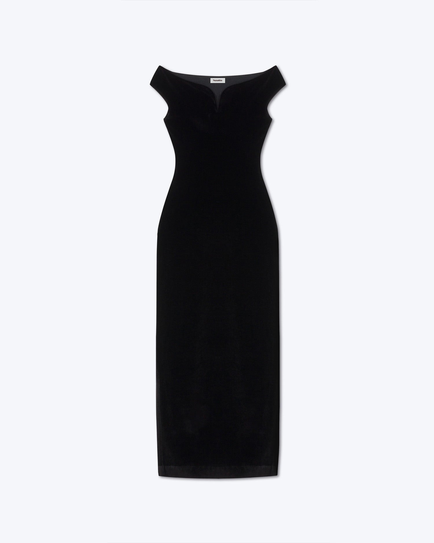 Lucy Stretch Velvet Bardot Dress | Black