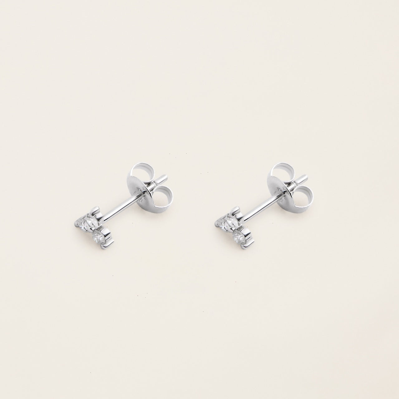 Womens | 14K Solid White Gold | Triplet Studs | 0.24 CTW Diamonds