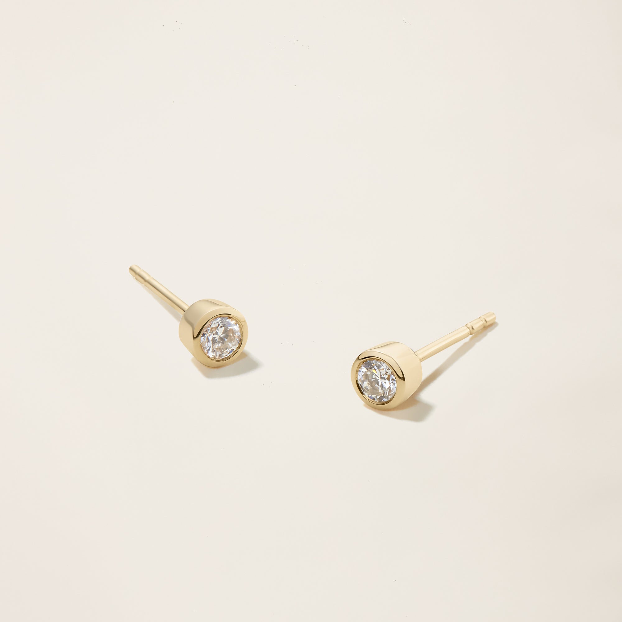 Womens | 14K Solid Yellow Gold | Bezel Studs | 0.20 CTW Diamonds