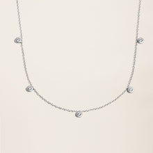 Womens | 14K Solid White Gold | Five-Stone Bezel Necklace | 0.325 CTW Diamonds