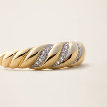 Womens | 14K Solid Yellow Gold | Croissant Hoop Earrings | 0.20 CTW Diamonds