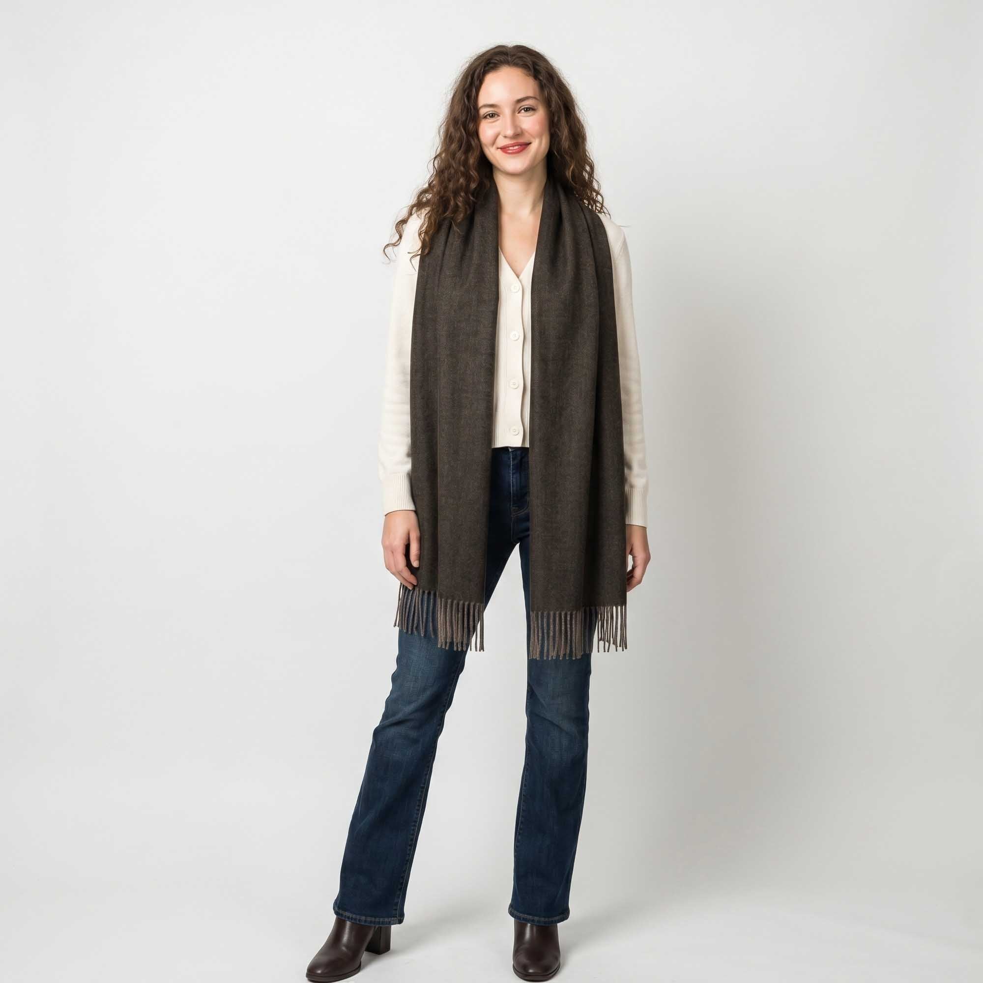 Unisex | Maxi Wrap | Herringbone Fudge