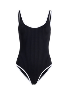 Womens | Anne-Marie Ribbed One Piece | Noir/Optic White