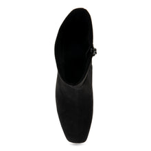 Miley Bootie Mid Block Heel | Black Stretch Gaberdine