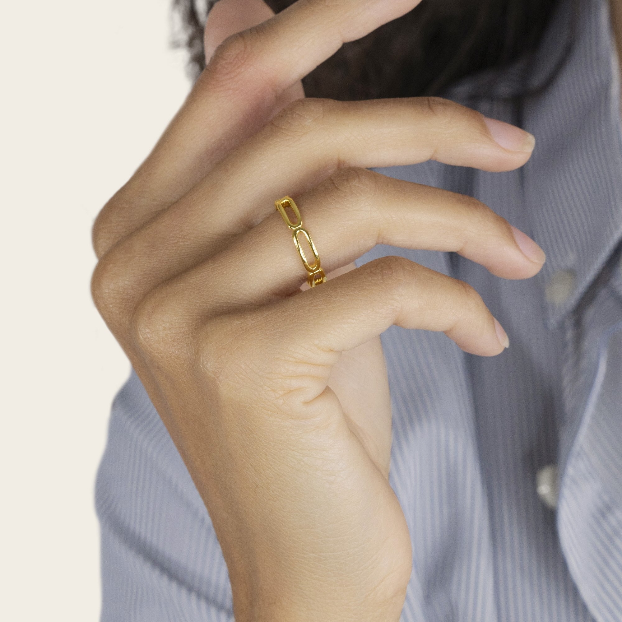 Womens | Paperclip Chain Ring | 18K Gold Vermeil