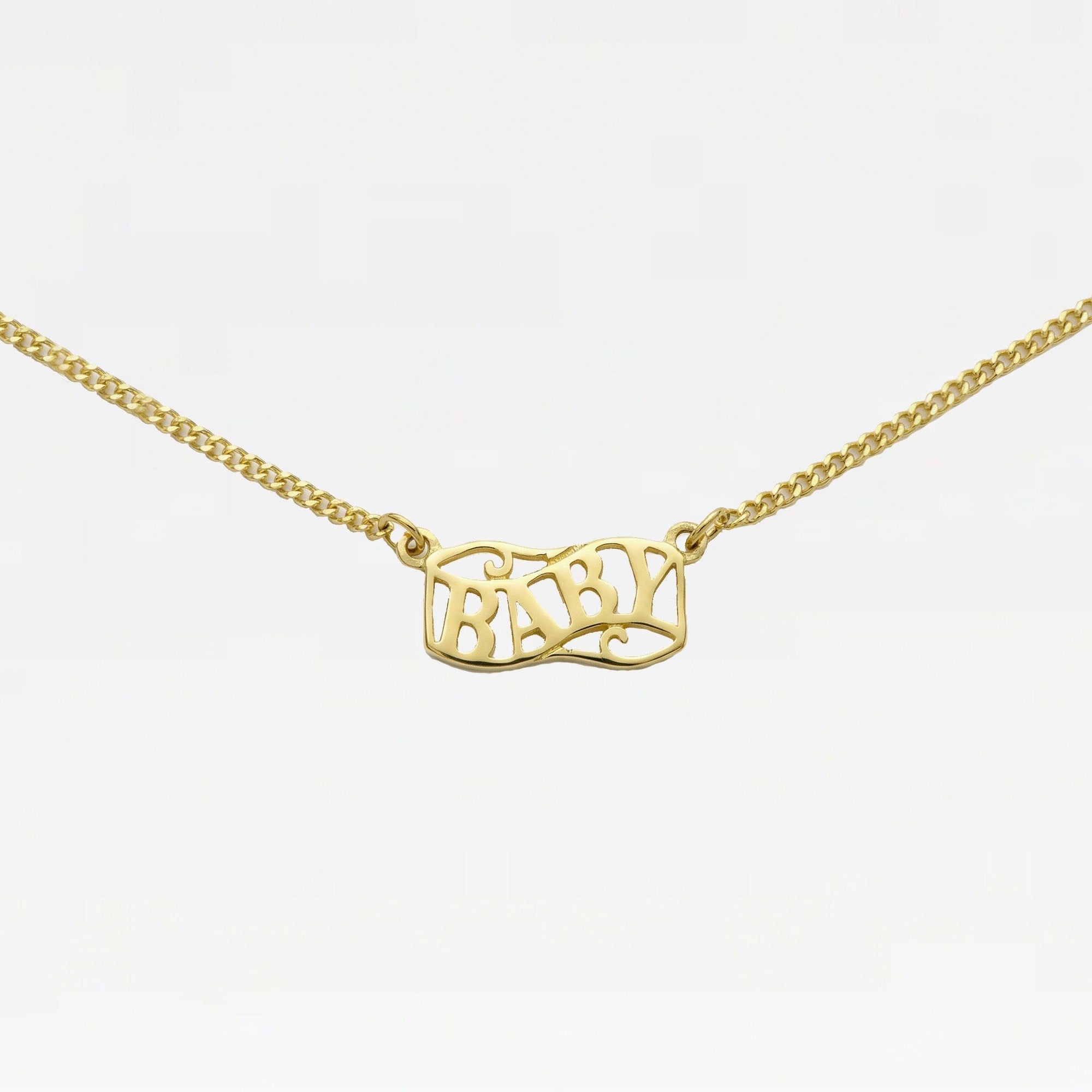 The Baby Mini Nameplate Necklace | Sterling Silver 18Kt Gold Vermeil