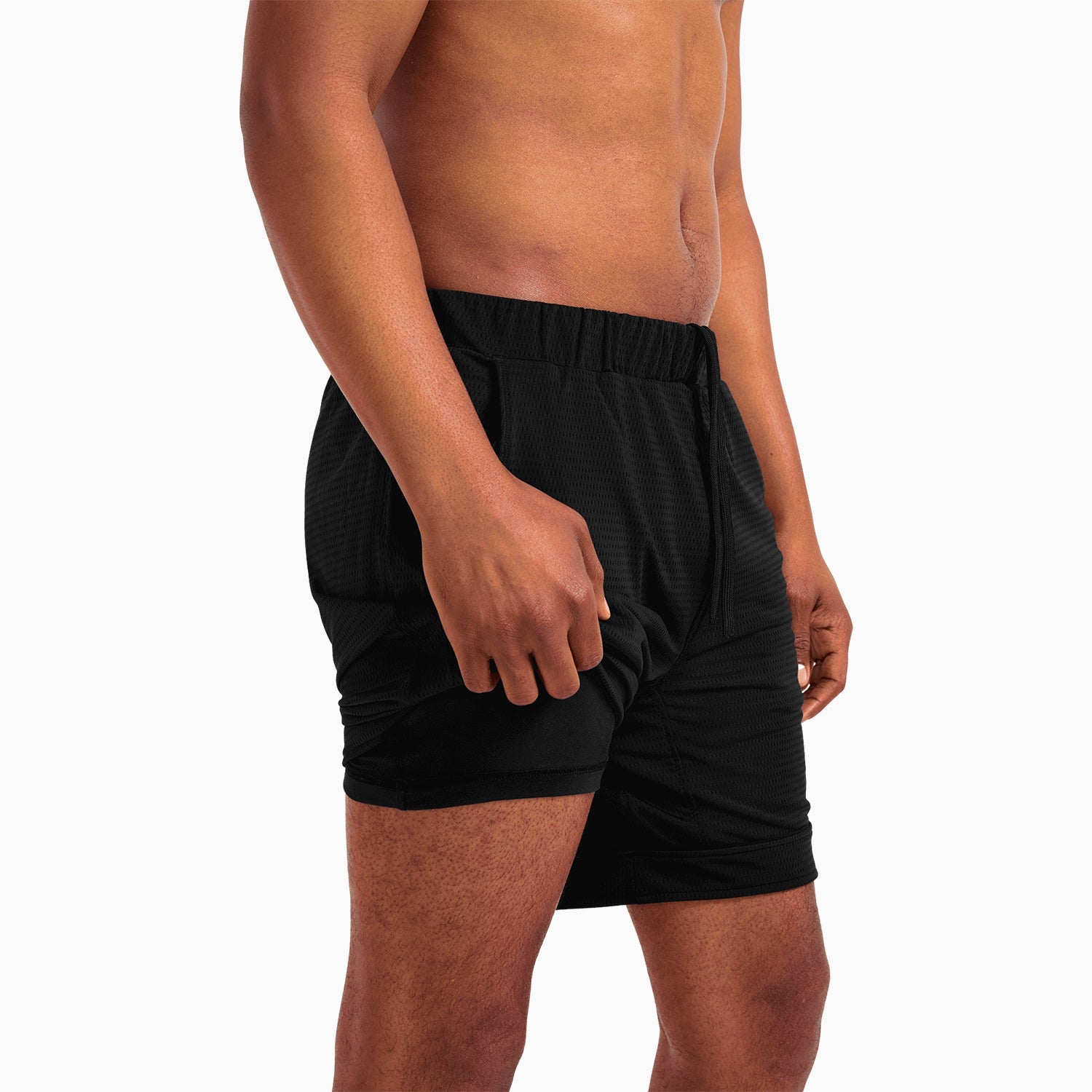 Breathable Mesh Lounge Shorts with Modal Lining | Black