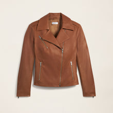 Womens | Lou Lightweight Lambskin Leather Jacket | Cognac