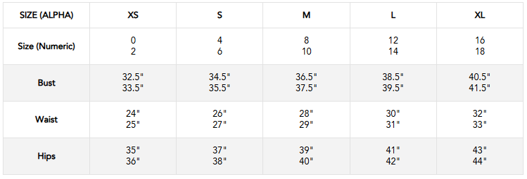 Product size guide