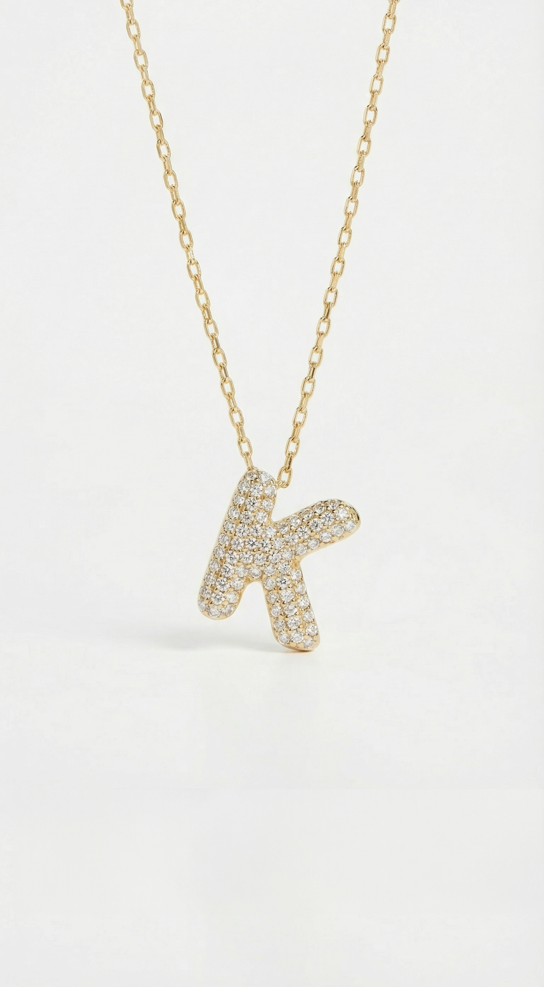 The Pave Bubble Letter Pendant Necklace | Gold Vermeil