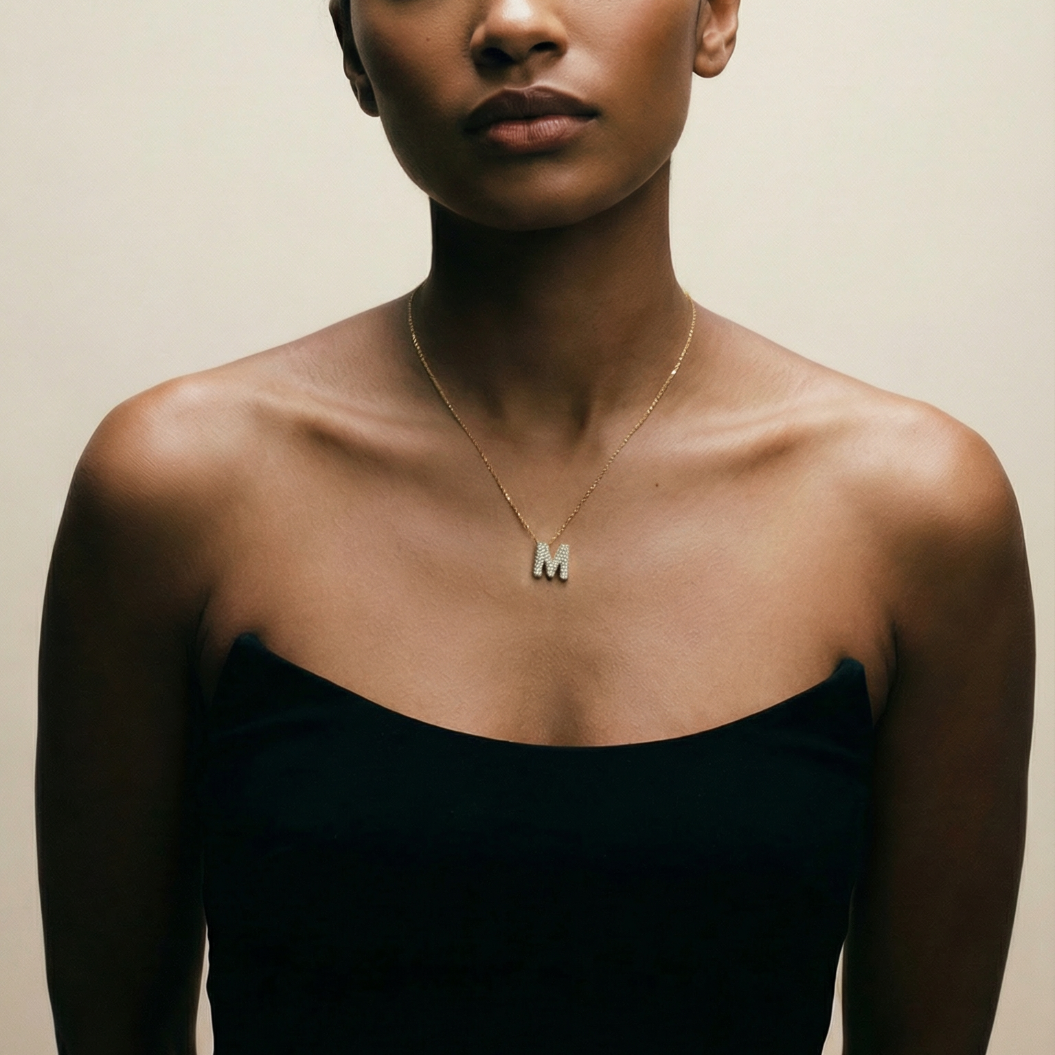 The Pave Bubble Letter Pendant Necklace | Gold Vermeil