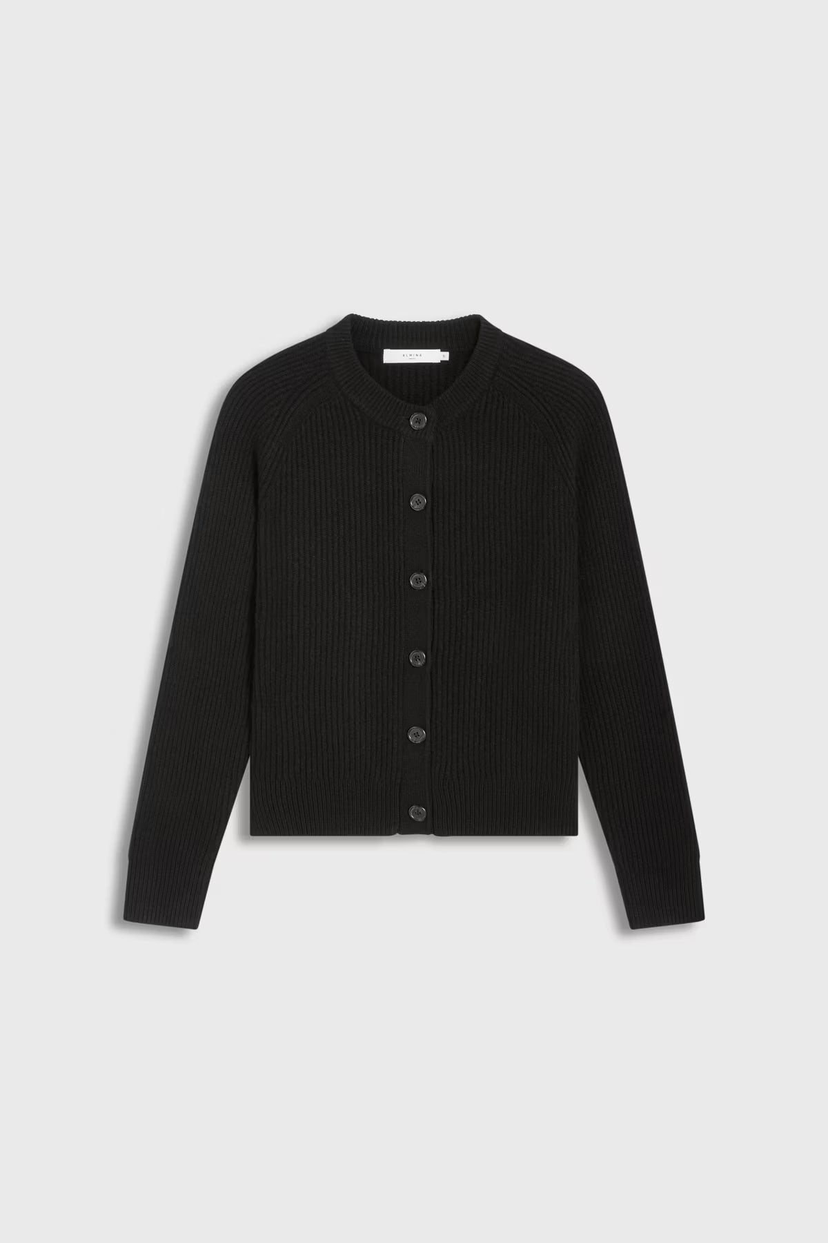 Black cardigan on a light gray background