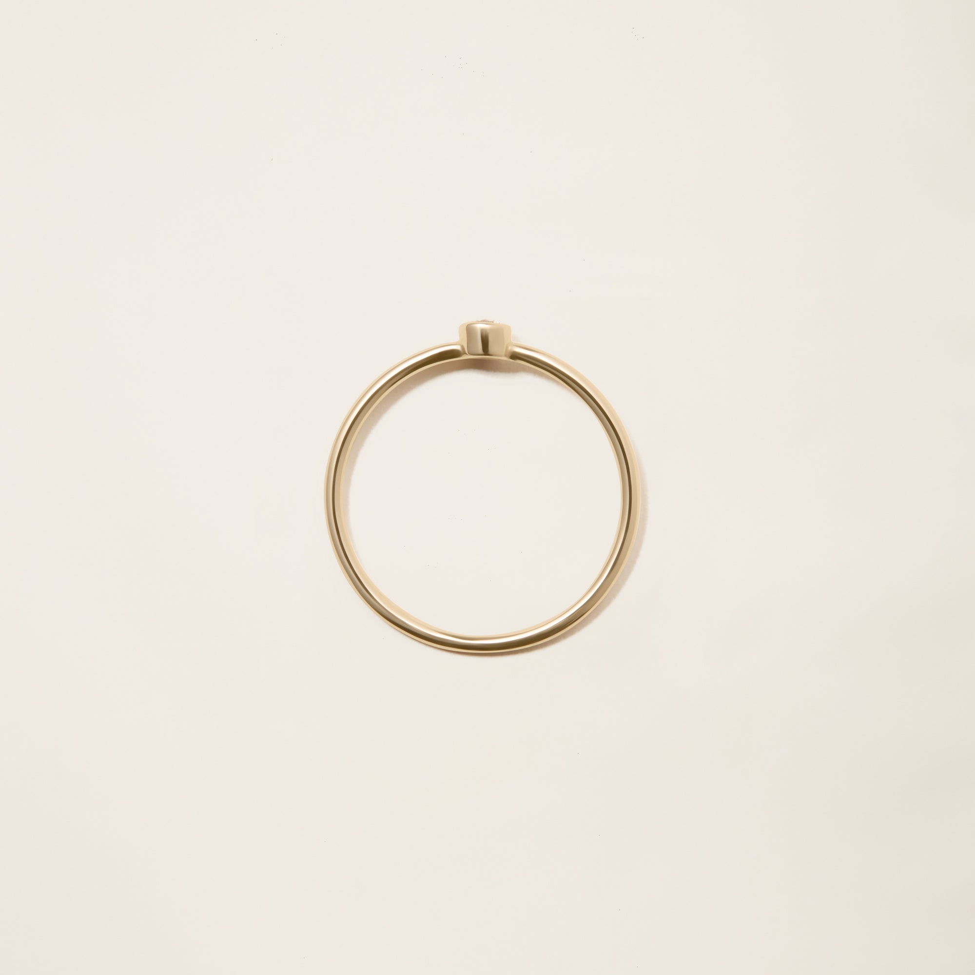 Womens | 14K Solid Yellow Gold | Solitaire Bezel Ring | 0.065 CTW Diamonds