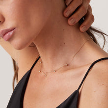 Womens | 14K Solid Yellow Gold | Five-Stone Bezel Necklace | 0.325 CTW Diamonds