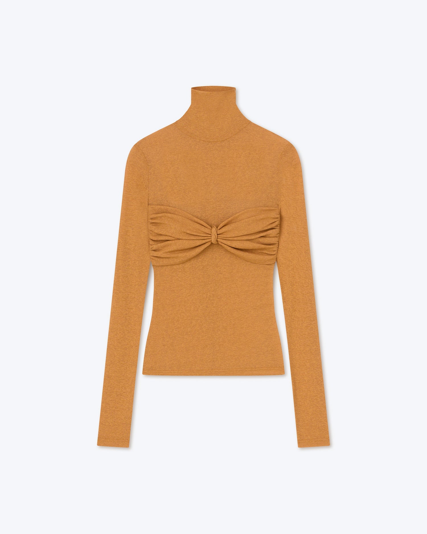 Sila Mesh-Jersey Turtleneck Top | Caramel