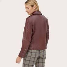 Womens | Lou Lightweight Lambskin Leather Jacket | Merlot